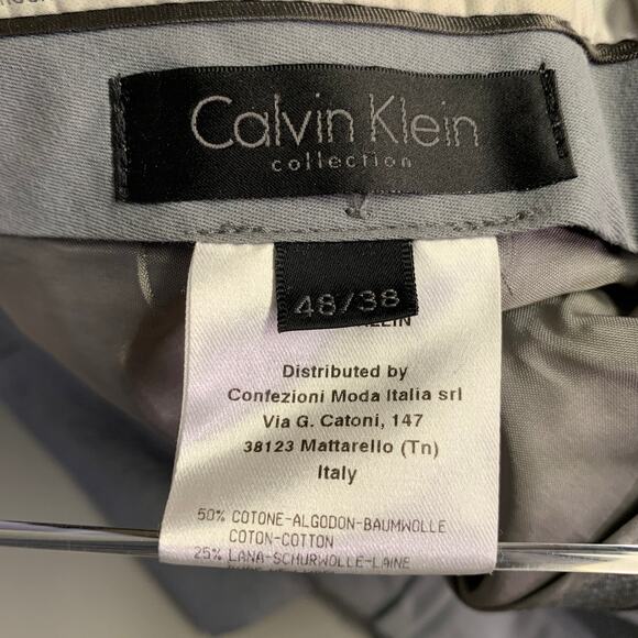 CALVIN KLEIN COLLECTION Size 38 Grey Textured Cotton Blend Peak Lapel Suit - Picture 16 of 16